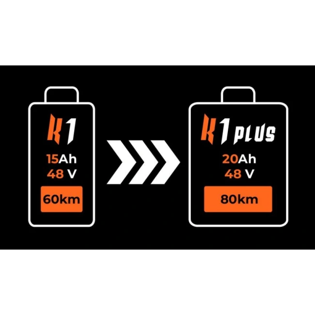 Kamikaze K1 Plus - hulajnoga elektryczna - 1000W - prędkość 45km/h - zasięg 80km - pomarańczowa