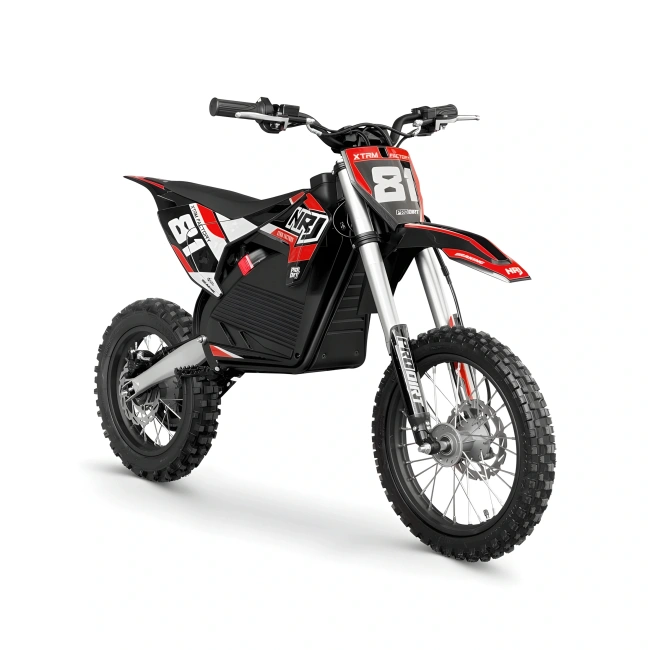 Mini cross pitbike elektryczny NRJ 2000W - prędkość 55km/h - koła 14/12 - czerwony