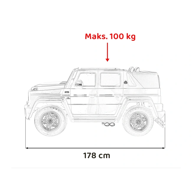 Dwuosobowe MEGA Duże Autko Dziecięce - Mercedes Benz MAYBACH G650 STRONG - 180W - 15km/h - czarny
