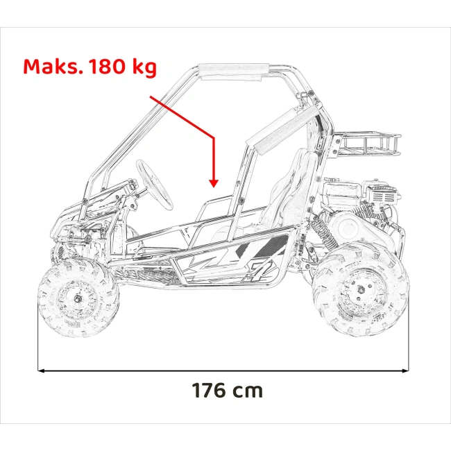 Dwuosobowe Mini Buggy Spalinowe - Lucky Seven - 38km/h - pomarańczowe